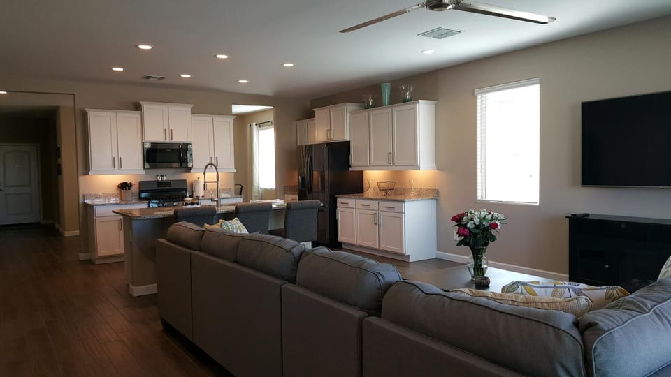 Large sectional with 70" Tv!