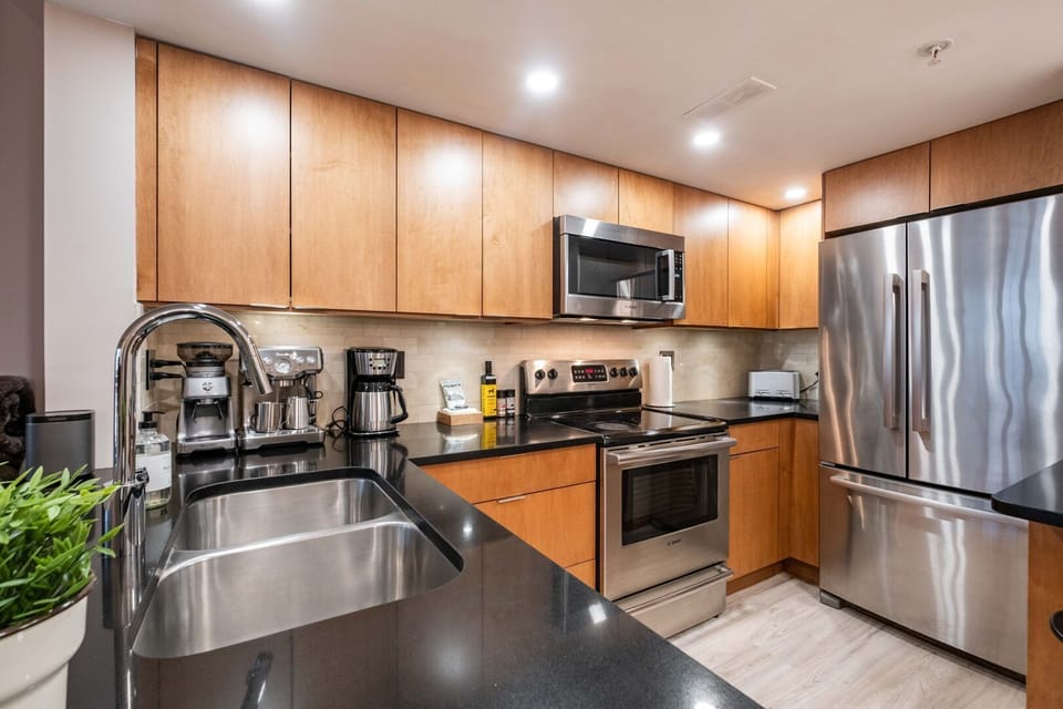 Full kitchen: Stainless steel appliances