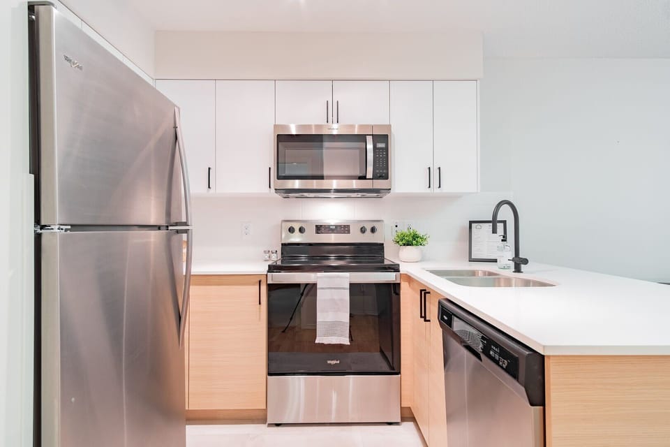 Full kitchen: Stainless steel appliances