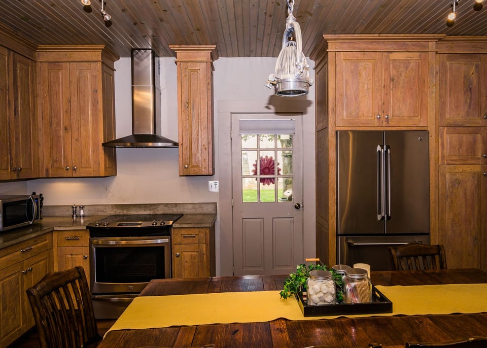 From our kitchen, you can step right onto our spacious patio.  