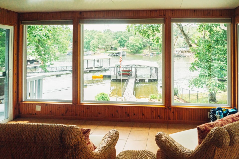 View of lake from sunroom.