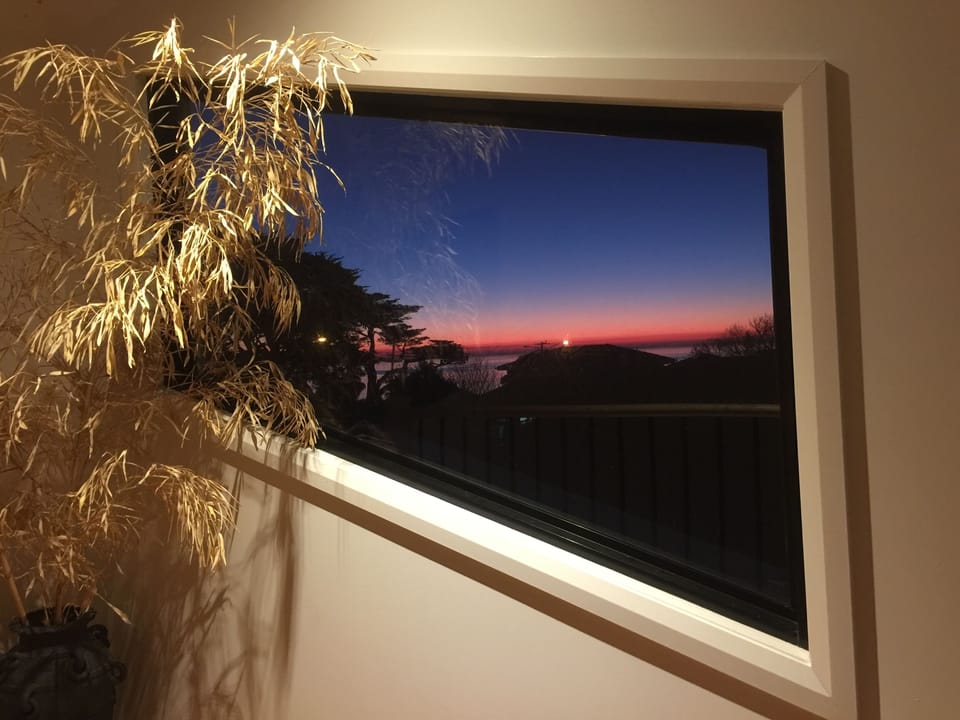 sunset through the window upstairs