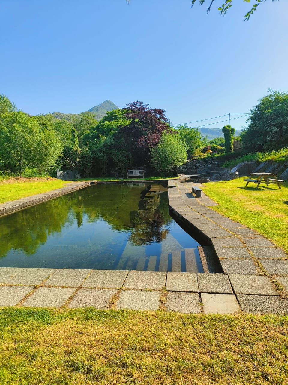 The village pool is filled from the mountain stream. Use at your own risk