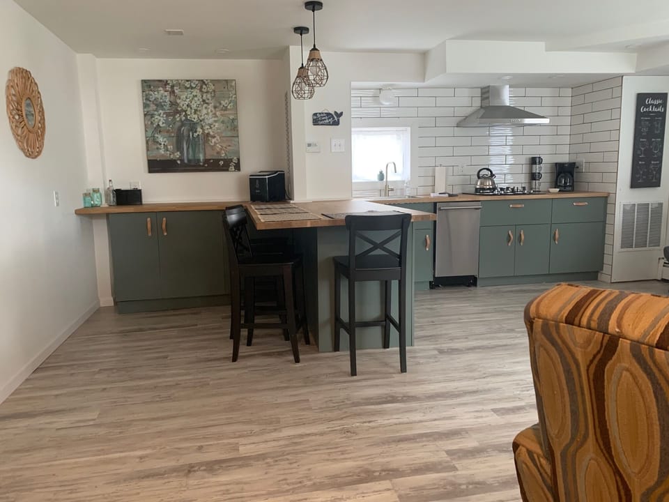 Brand new contemporary kitchen and dining area.