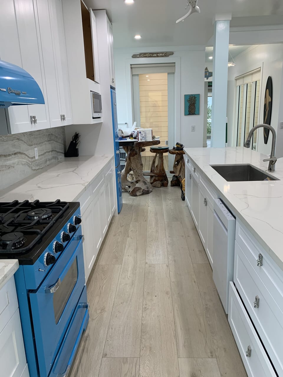 Kitchen with Retro Blue Gas Oven/Stove