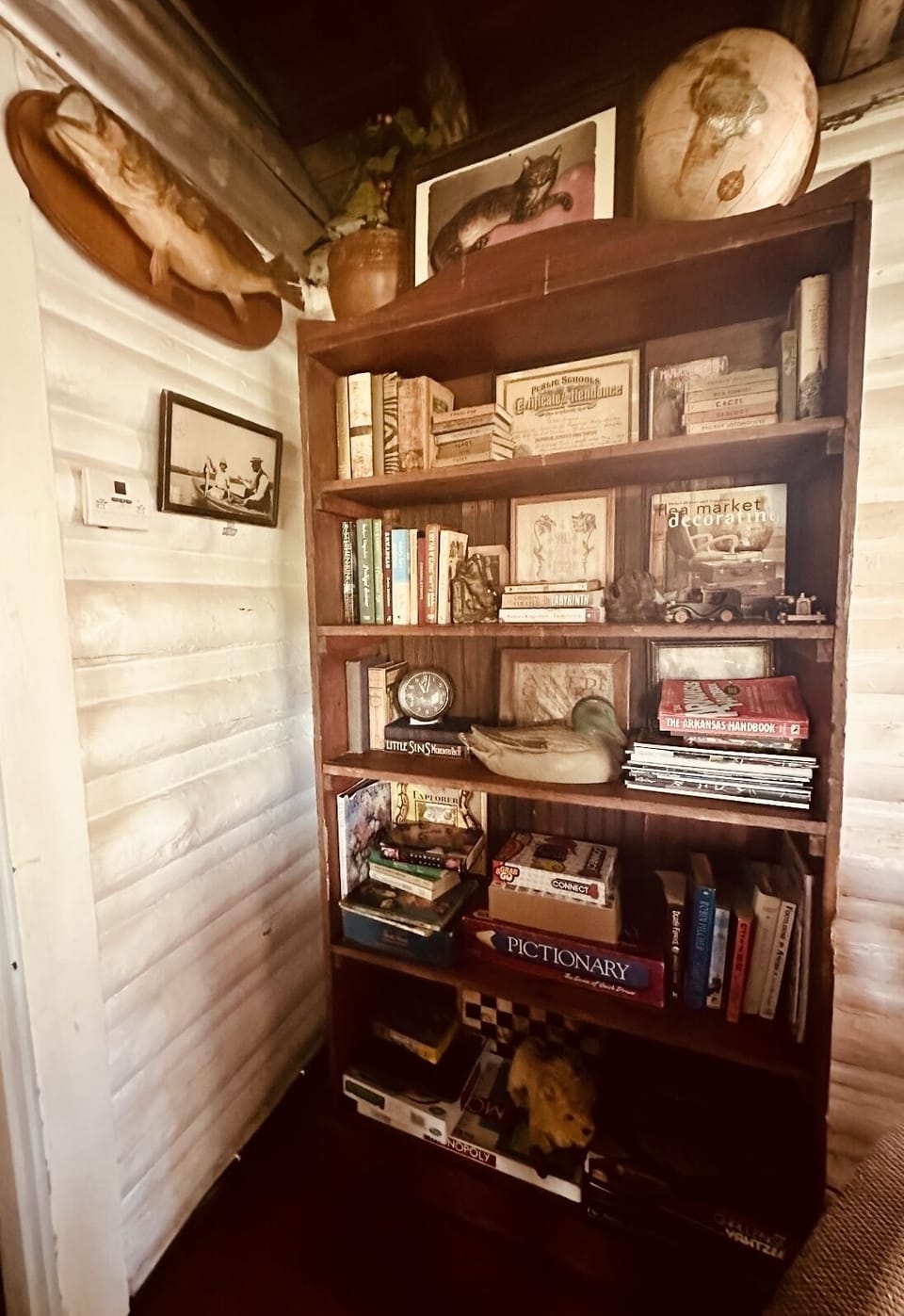 Many books and games to choose from for down home entertainment.