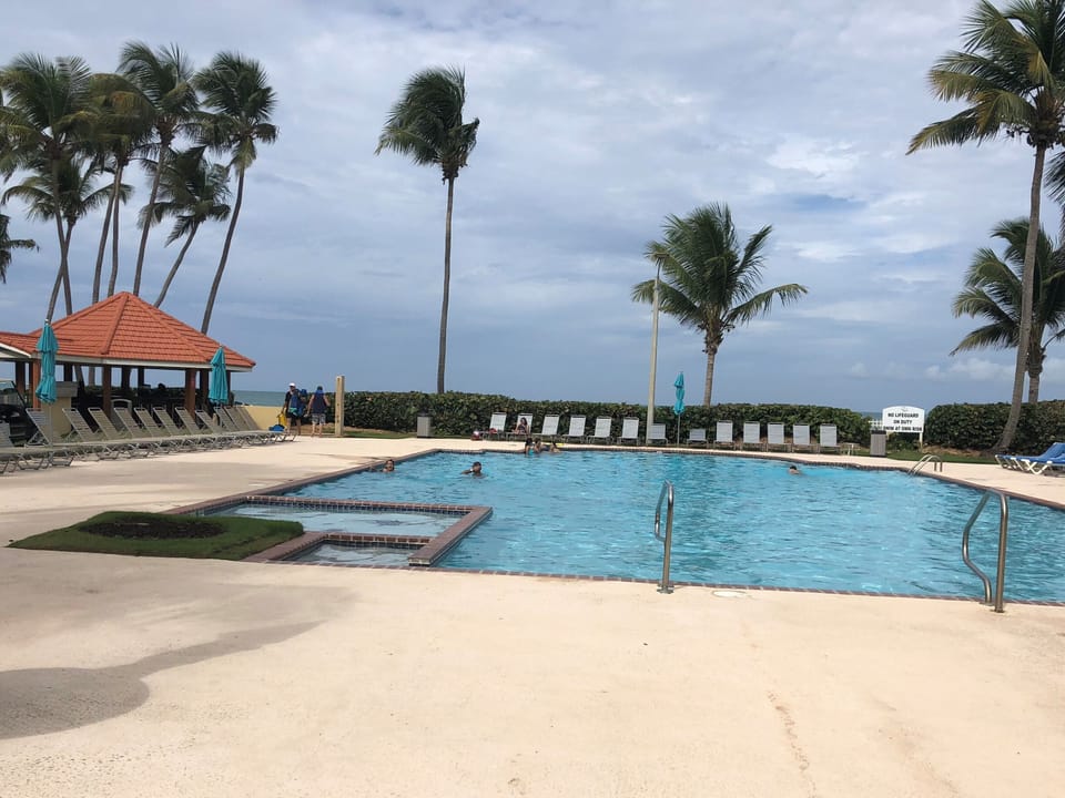 Beach club. The gazebo sells food and drinks.