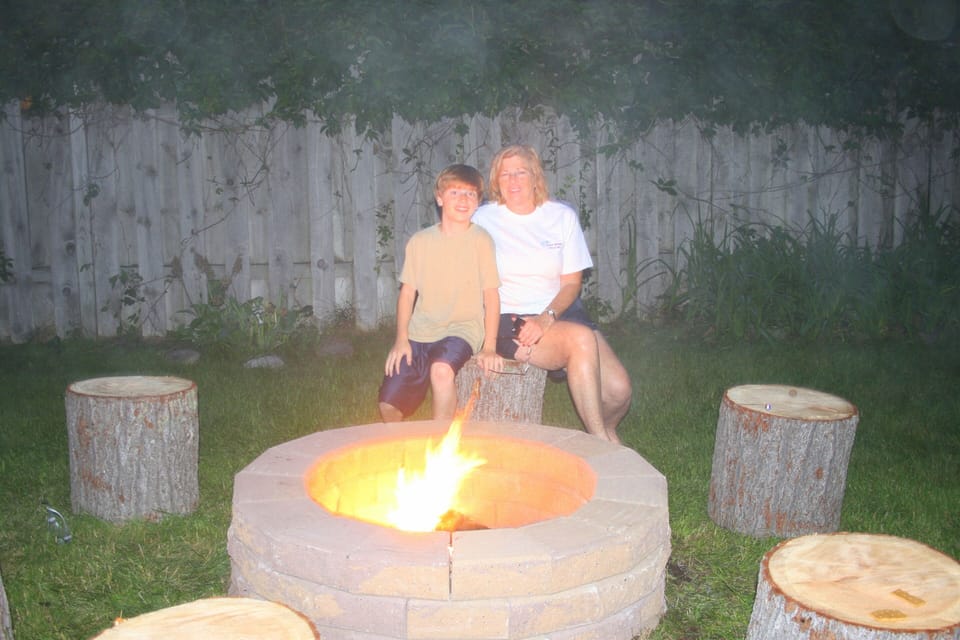 Enjoy roasting marshmallows in the firepit in the backyard!