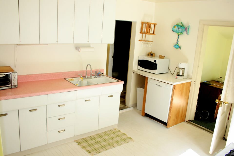 Retro kitchen w/every cooking supply you'll need. Note office off the  kitchen