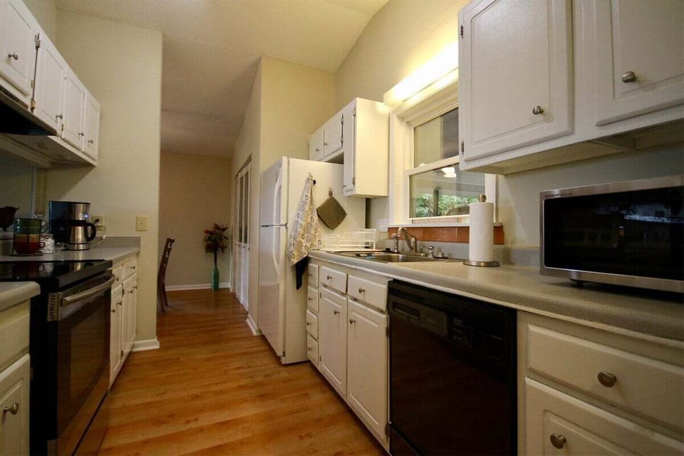 galley kitchen, well stocked