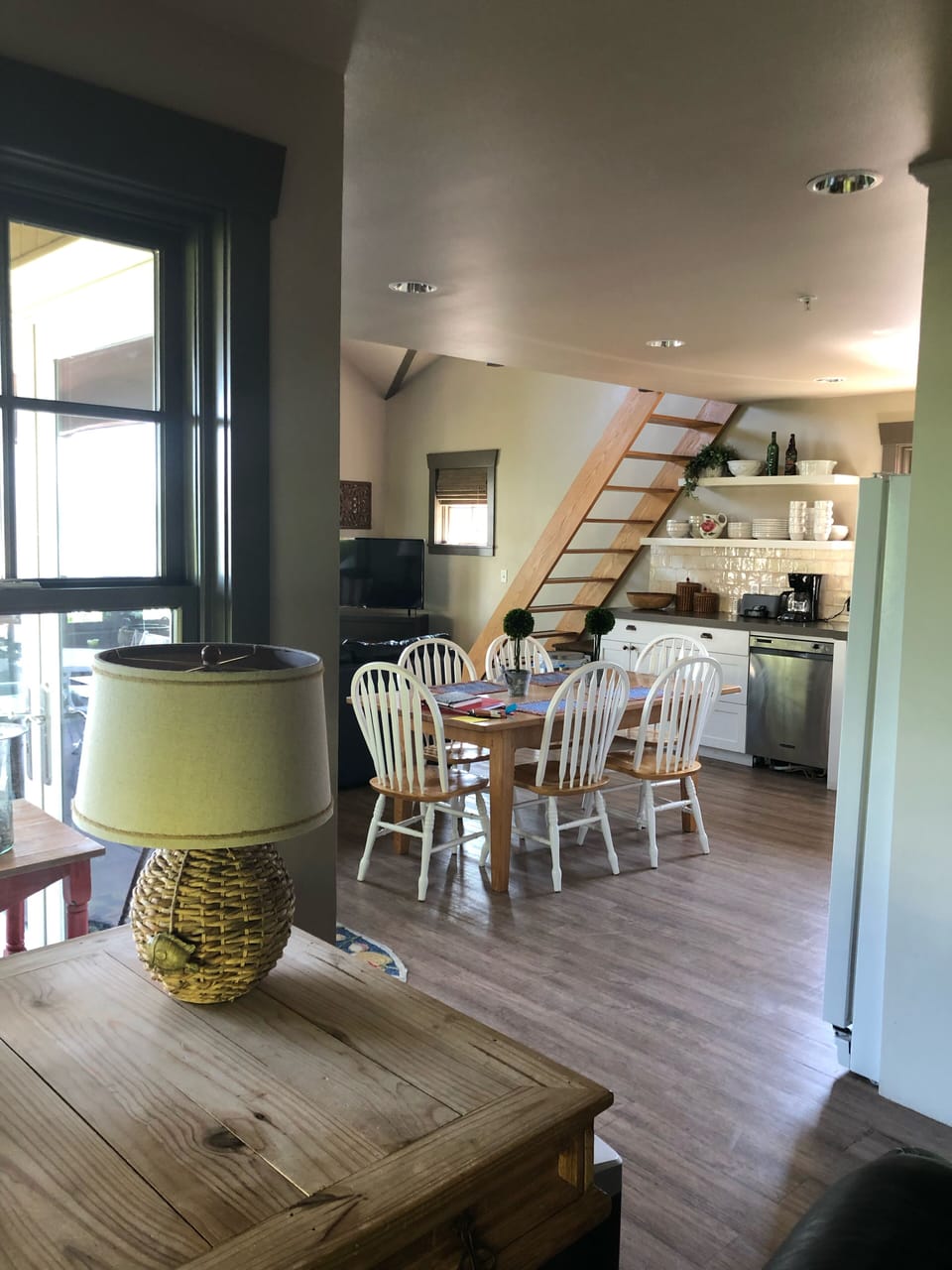 Office nook, looking into the kitchen area