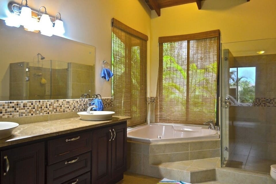 Relaxing tub, large master bathroom