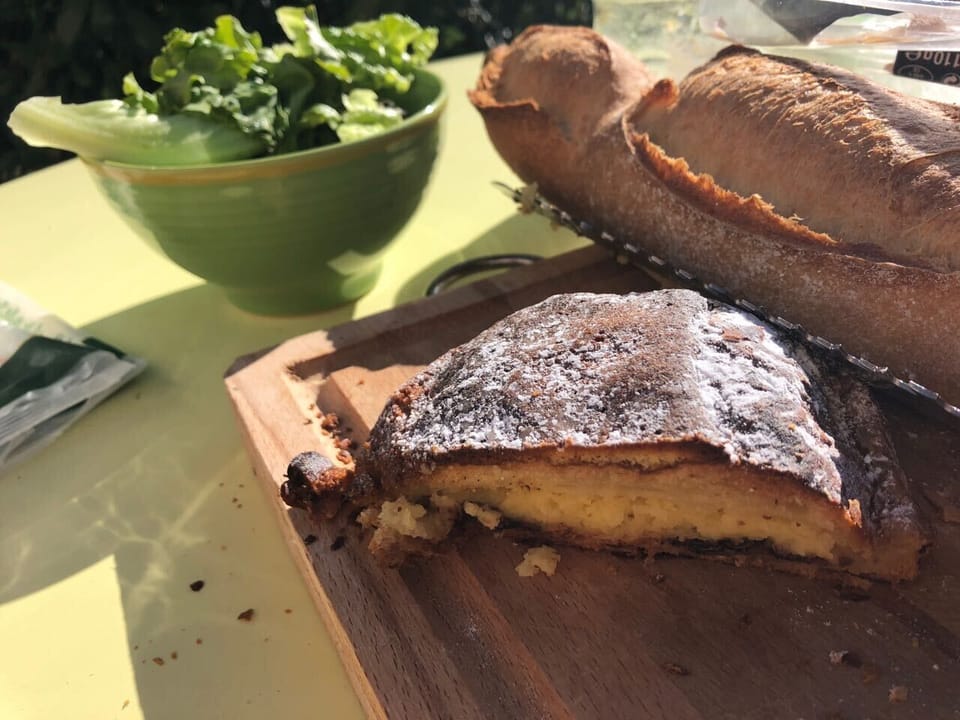 Pain aux amandes on the terrace.