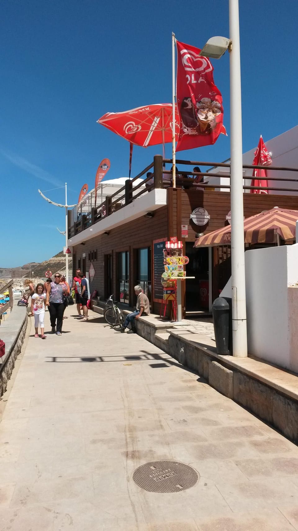 local boardwalk with lots of cafes, bars, restaurants