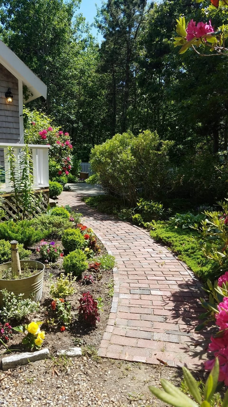 Brick walkway to the front of the house