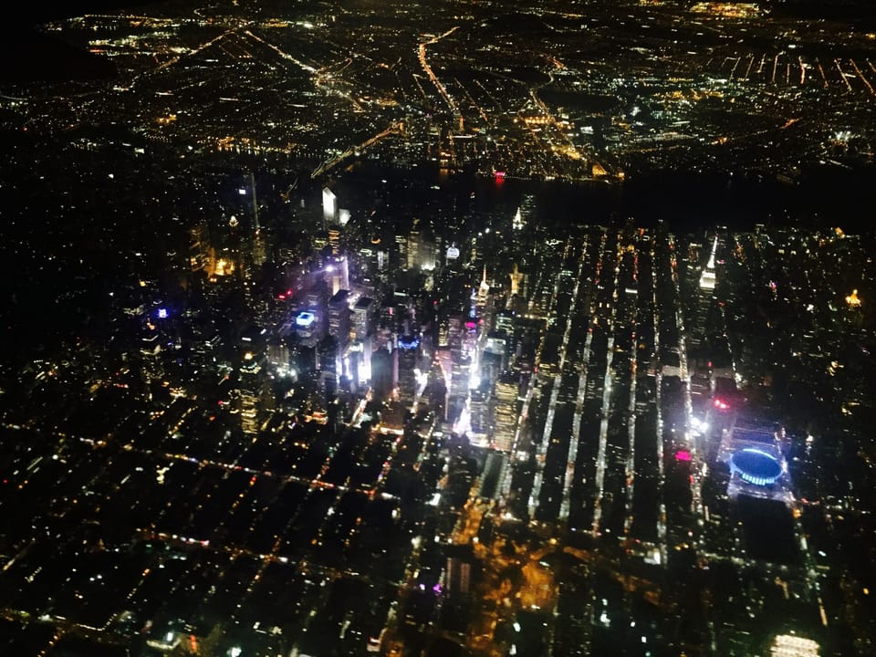 Manhattan from the air at night