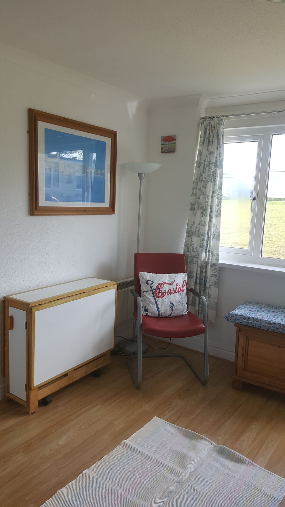 Open plan lounge with folding dining table seats 4