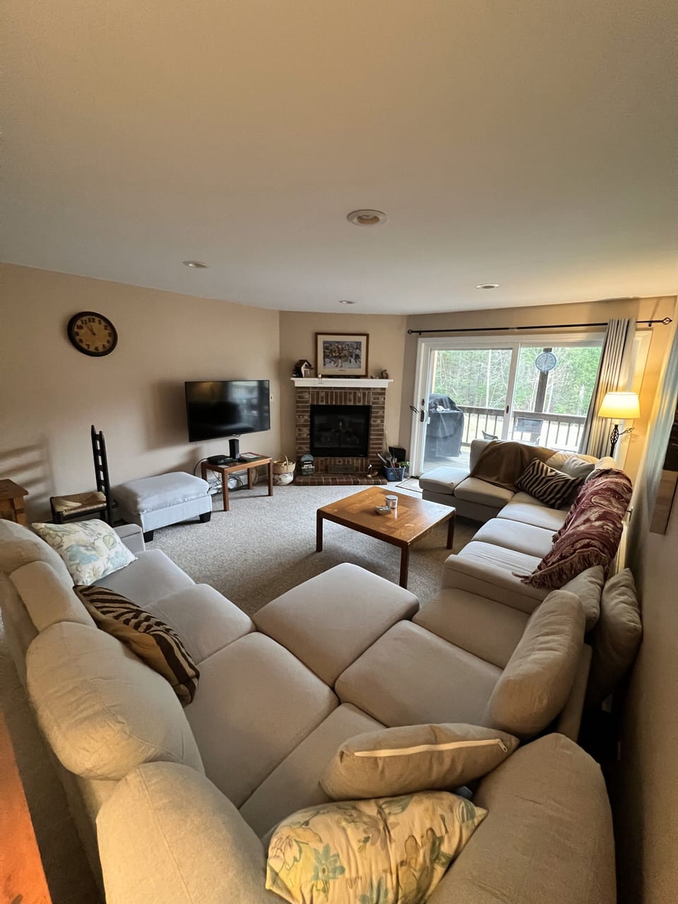 Large sized couch in the living room.