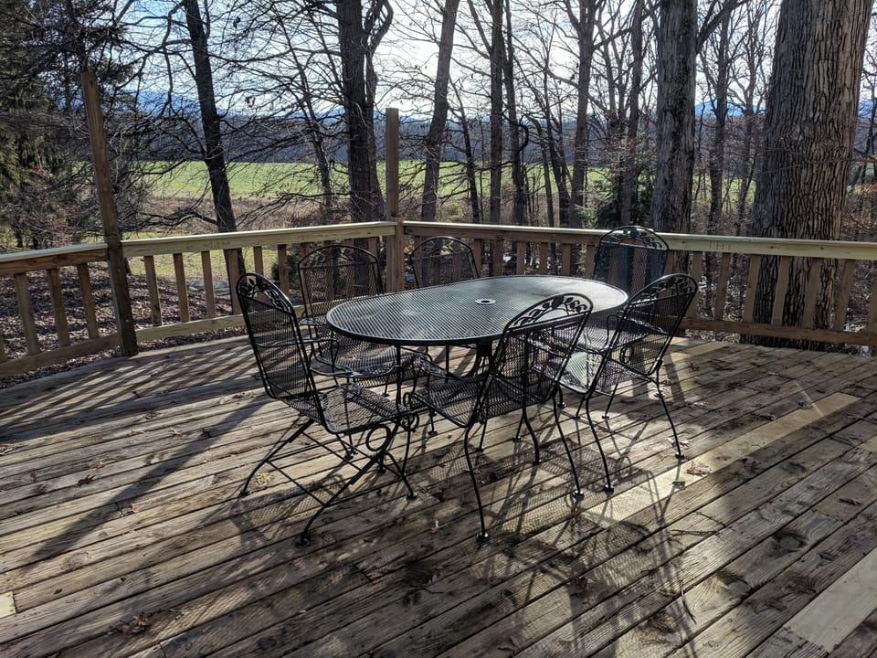 This is the view from the deck, looking out behind the house.