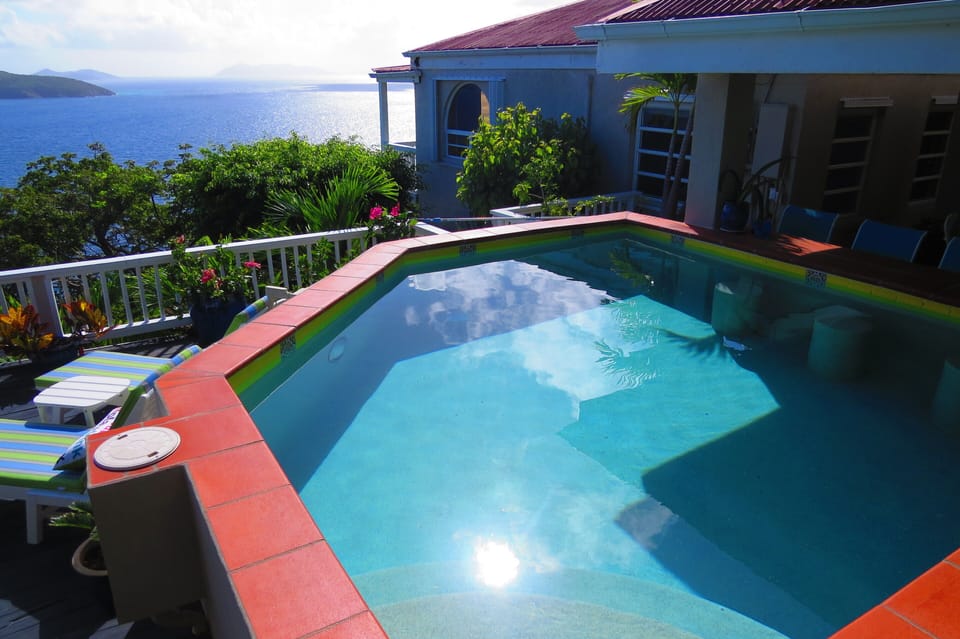 View looking out to British Virgin Island from Cocktail pool