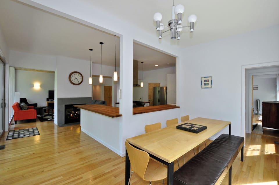 View from the dining room to the living room