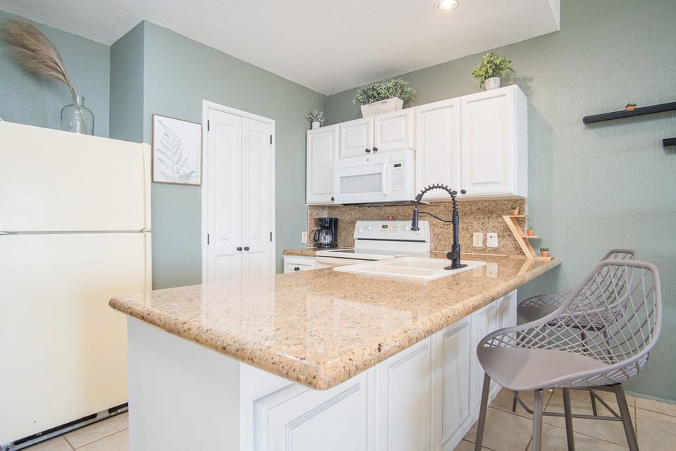 kitchen counter and chairs