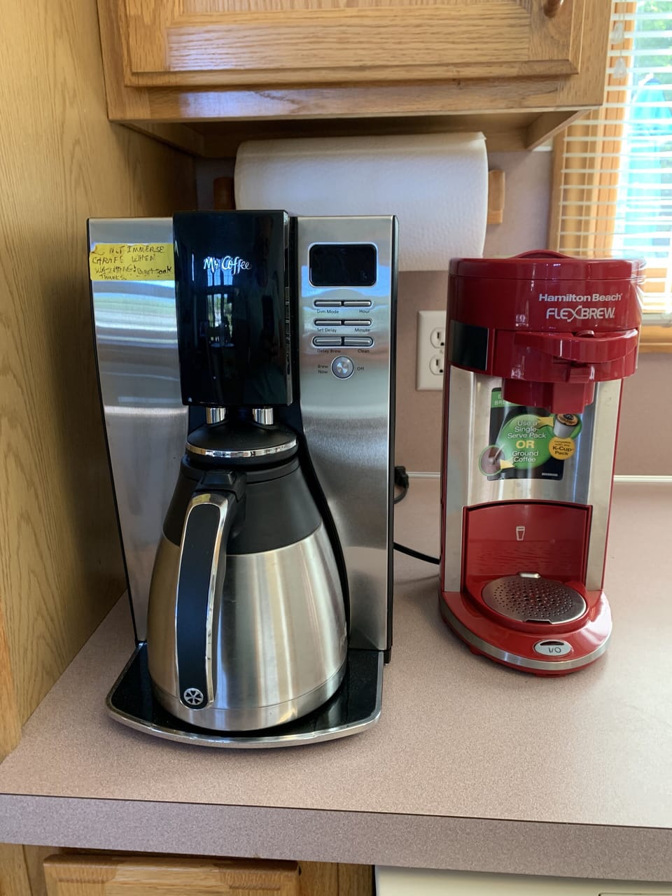 Coffee makers, Mr Coffee,10 cup
Hamilton Beach Flex n'Brew, single serve K cups