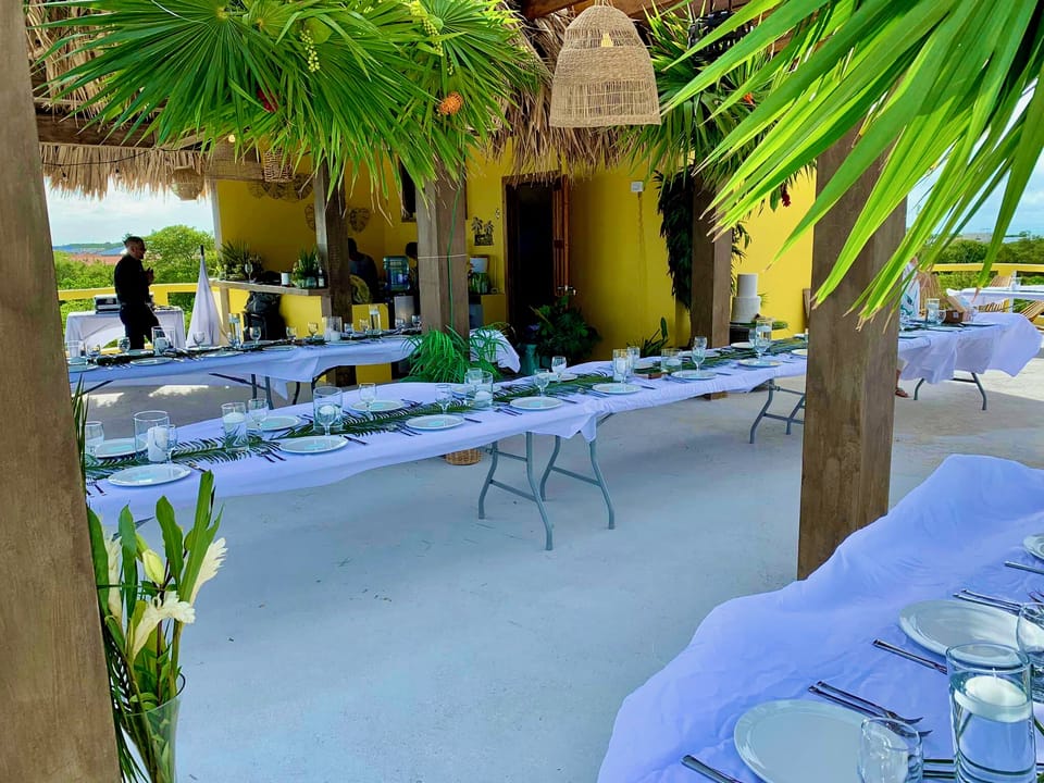 Outdoor banquet area
