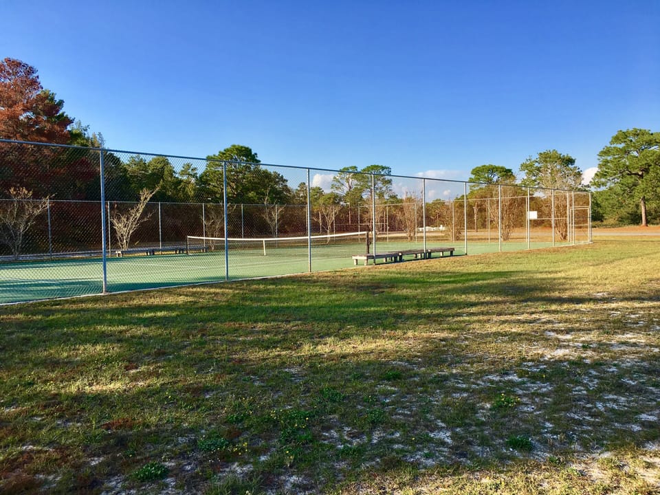 Bay North tennis courts now include a pickleball court!
