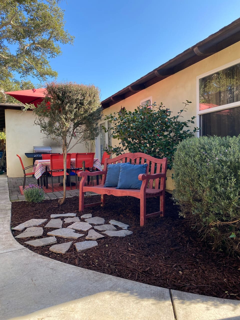 Backyard with bbq and sitting area
