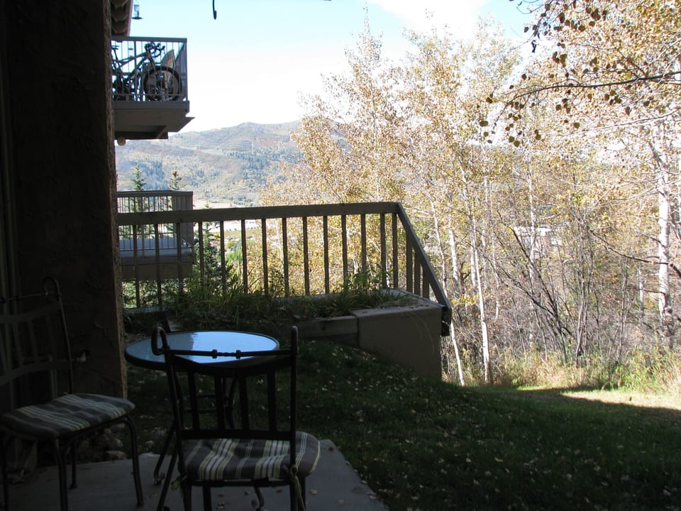 Private patio with view to gondola and woods