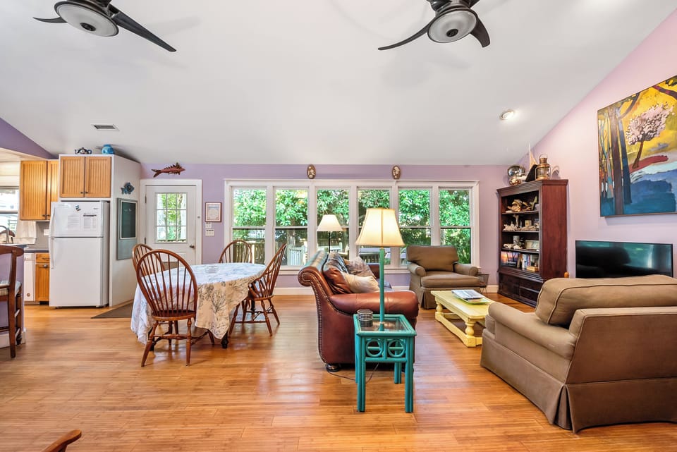 Dining area and living room