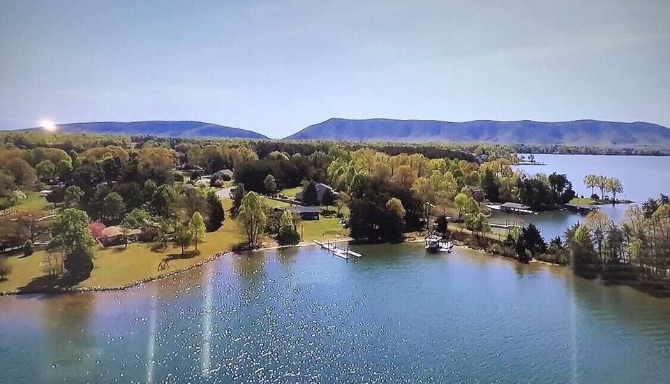 Our secluded area off of our large cove.  Our dock is on the right. 