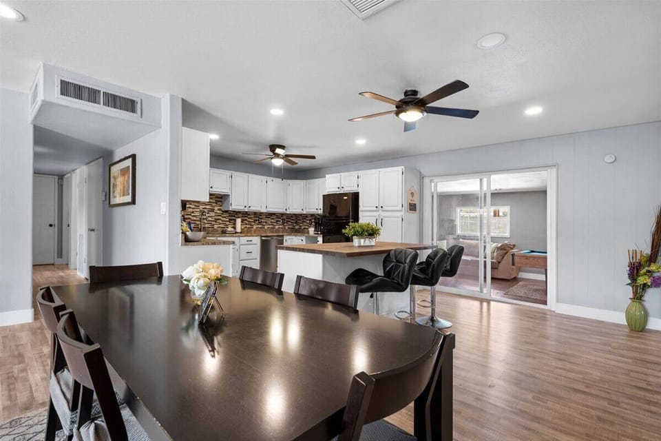 Big kitchen and dining table