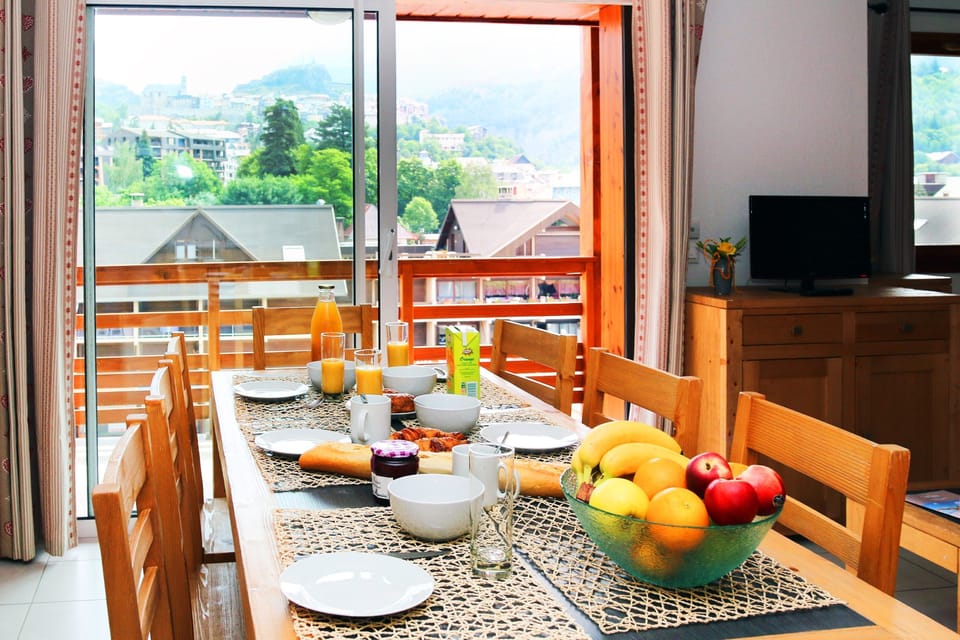 Share meals at the dining table with seating.