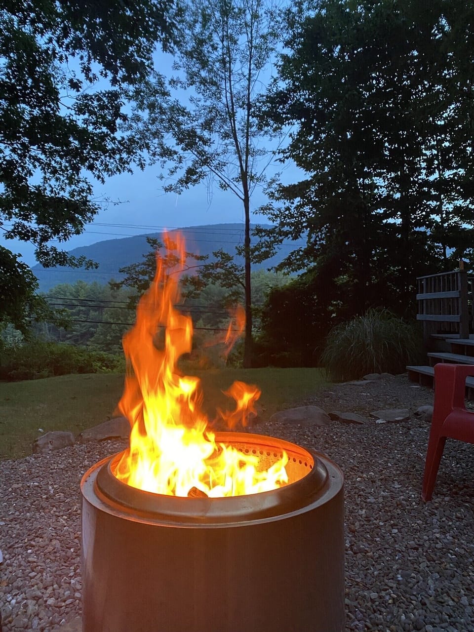 View of the mountains from the fire pit.
