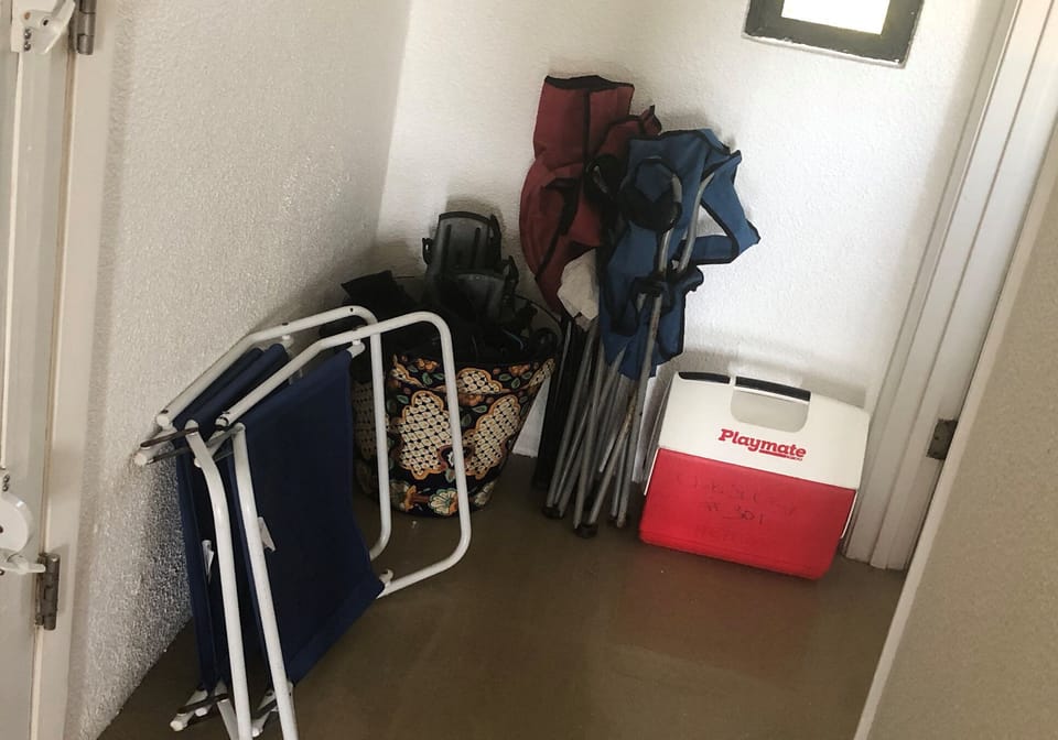 Beach chairs, towels and cooler are provided for you