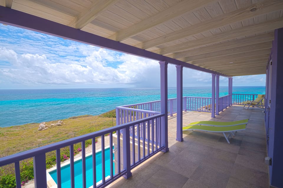 Atlantic Ocean View from upper veranda; both master bedroom open onto it