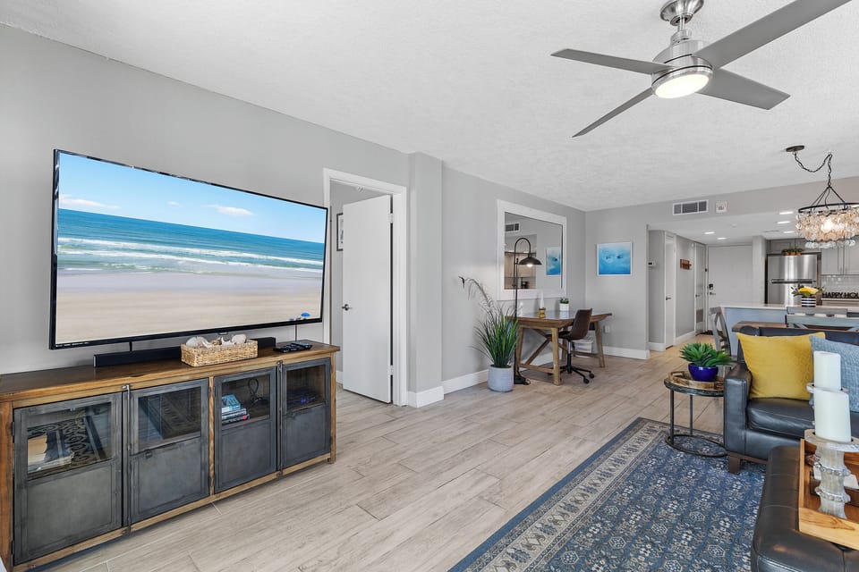 Enjoy a movie on the large flat screen