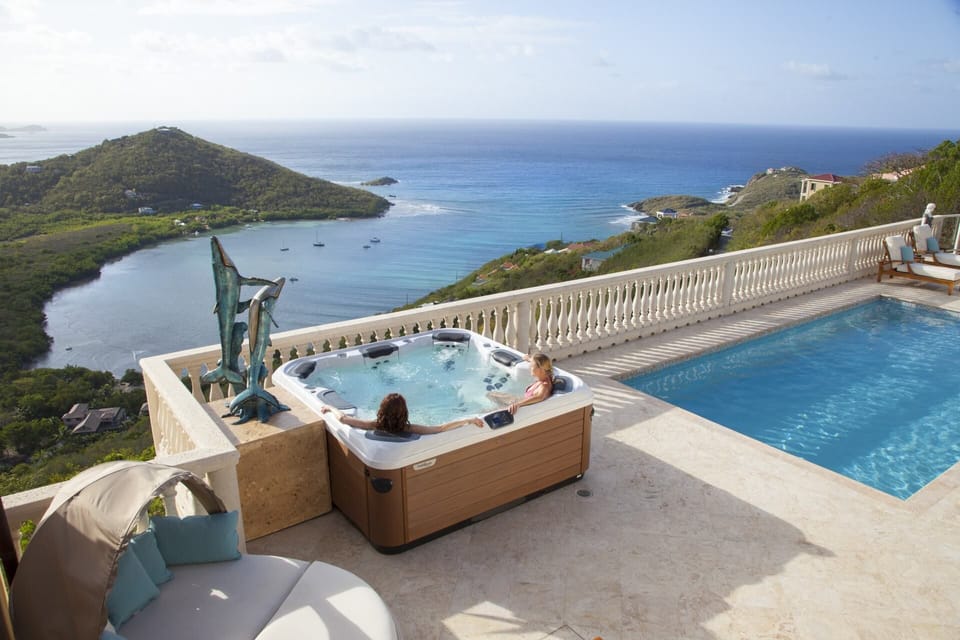 Relax in our Bullfrog hot tub, with JetPaks for maximum massage versatility