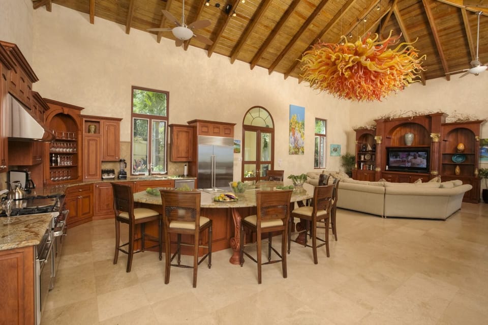 Great room with stunning chandelier create by Robert Kusker