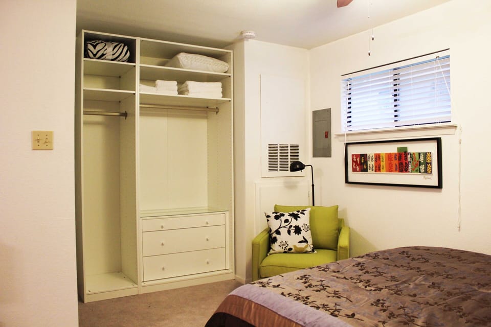 Cozy reading nook and dressing area.