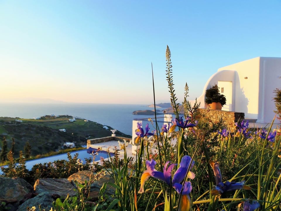 Delfini bay in the distance viewed from the hills
