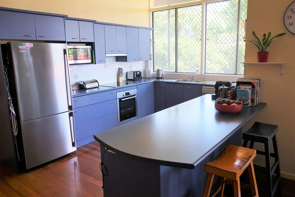 Our kitchen has modern appliances and lots of benchspace