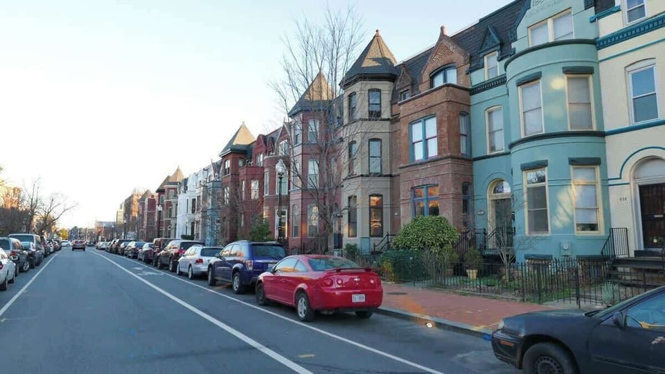 View from the street, historic rowhomes