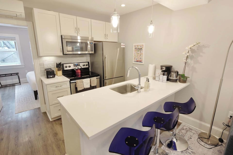 Our modern kitchen comes equipped with all you will need to whip up a delicious meal! 