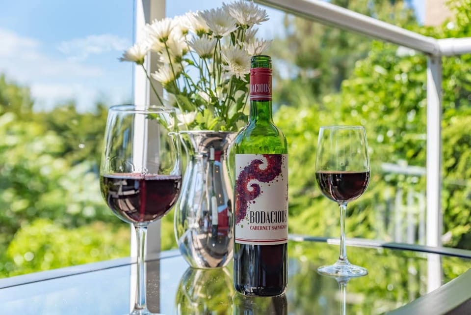 Relaxing wine on patio