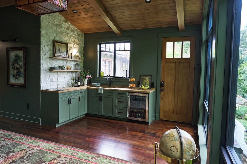 Small kitchen in detached room. 