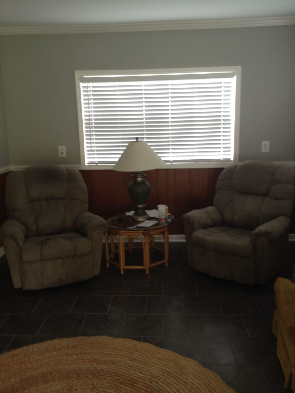 Sunroom with heat and air and flat screen TV and sliding doors to patio 