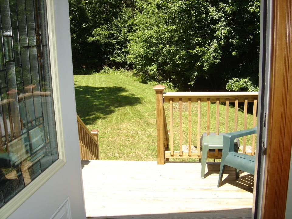 simple pleasures: Morning coffee on the deck, playing wiffleball on 'The Green'.